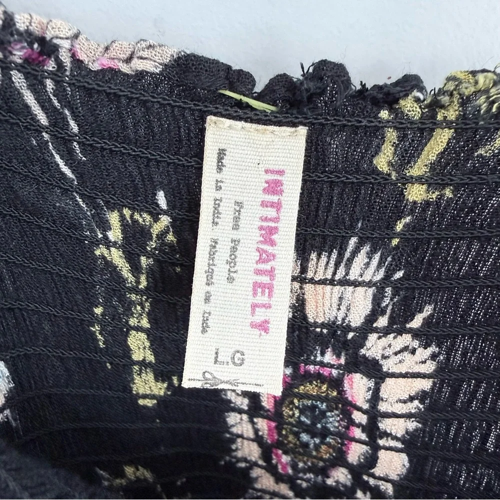 Free People Garden Party Floral Maxi Dress L Boho Smocked Tiered A-Line Romantic - Picture 7 of 16